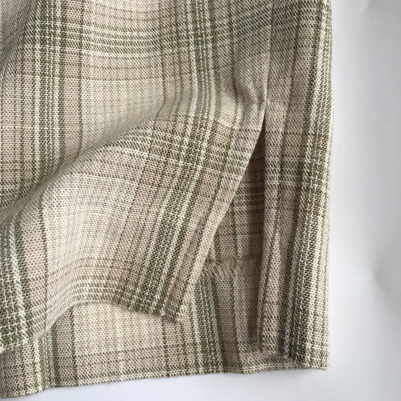 Vtg 2 Piece Set M Beige & Green Plaid Check - Picture 9 of 10